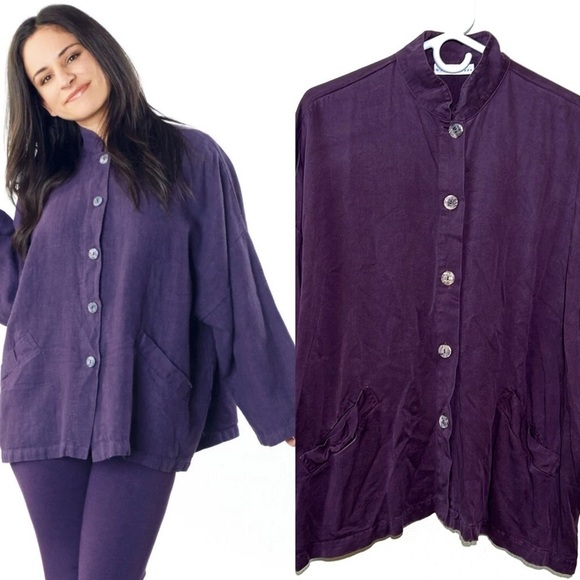 Bryn Walker Blazer Oversized Lagenlook Boxy plum - Picture 1 of 10